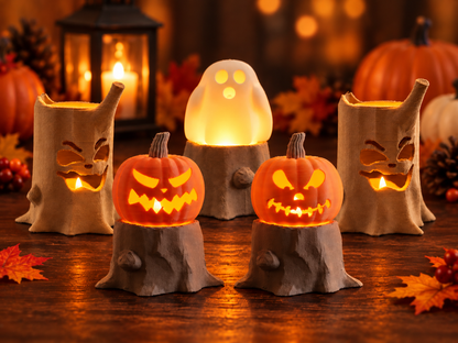 Haunted Harvest Glow Bundle – 5 Piece Halloween LED Tea Light Set